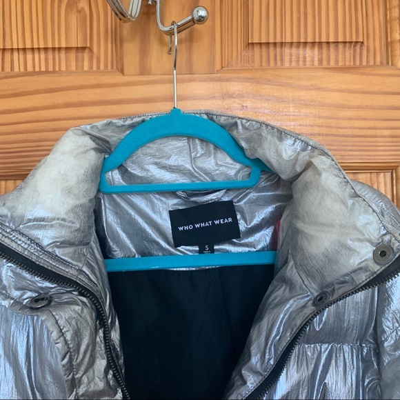 Who What Wear Boxy Metallic Puffer Jacket Silver - Picture 4 of 6